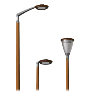 Las columnas FLEXIA están disponibles en aluminio, acero galvanizado o Corten y madera, y con diversas opciones de diseño.